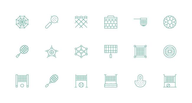 Mesh Design Icons featuring 18 in Minimal Line Style Editable Icon Collection vector