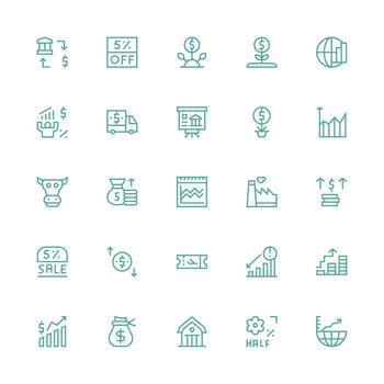 Medium Stroke Outline Icons from Economy Set with 25 Vectors Clean Icon Collection for Web Use