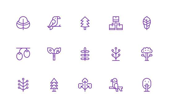 rama visual paquete conteniendo 15 regular línea íconos icono conjunto vector