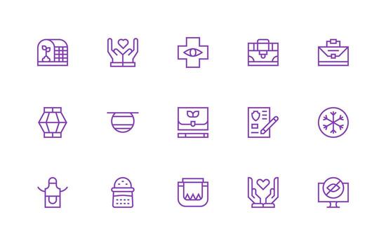 Protect Visual Pack containing 15 Regular Line Icons Multi-Style Icons for Creative Projects vector
