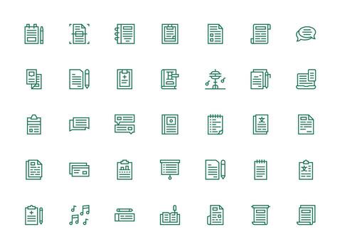 Notes featuring 35 Icons in Regular Clean Line Design Customizable Icon Series for Mobile Screens vector