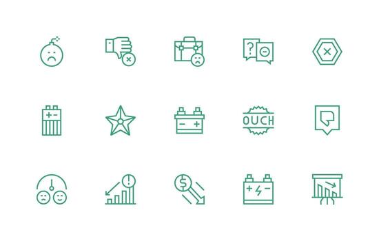 Negative including 15 Regular Line Illustrations UI and UX Focused Icon Collection vector