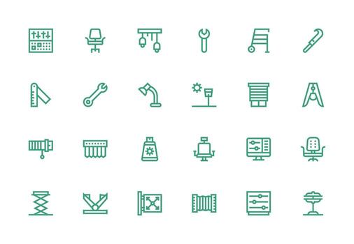 24 íconos para ajustable en grueso línea línea formato tablero icono serie vector