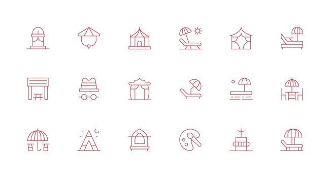 18 Icons for Shade in Minimal Line Format Interface Icon Collection for Daily Projects vector