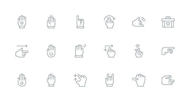 Gesture featuring 18 Icons in Minimal Line Design General Use Icon Pack vector