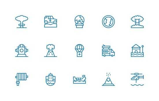 15 Regular Line Designs for Disaster Icons Reliable Icons for All Interfaces vector