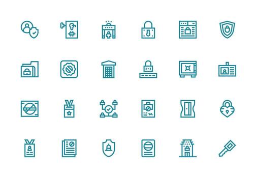 acceso controlar diseño íconos presentando 24 en grueso línea línea estilo aplicación icono paquete vector