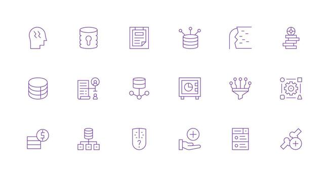 base de datos conjunto con 18 mínimo línea íconos sencillo íconos para interfaz y wireframes vector