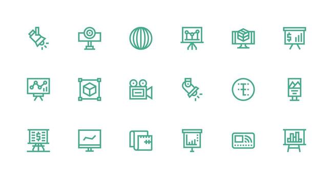 18 Strong Stroke Line Icons for Projection Graphics Reusable Icon Set vector