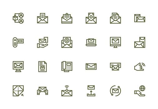 Send Visual Pack containing 24 Thick Line Line Icons Basic Icon Series vector
