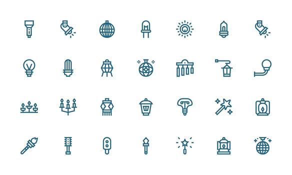 Bold Line Icons from Illumination Set with 28 Vectors Quick Access Icons for UI Development