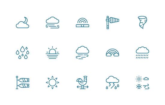 Regular Line Icons from Meteorology Set with 15 Vectors Sharp Icons for Presentations