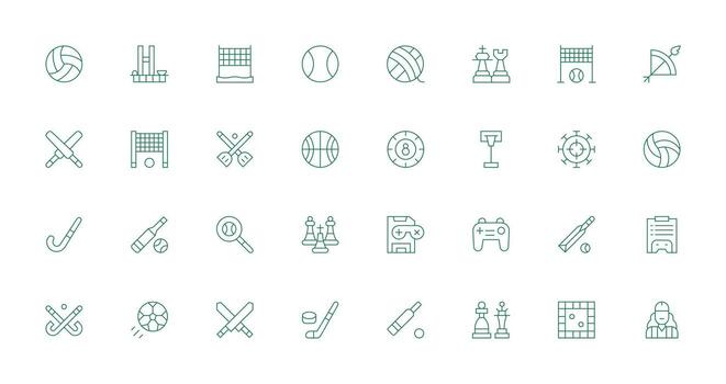 32 Thin Line Icons for Gameplay Graphics Icon Pack for Various Themes vector