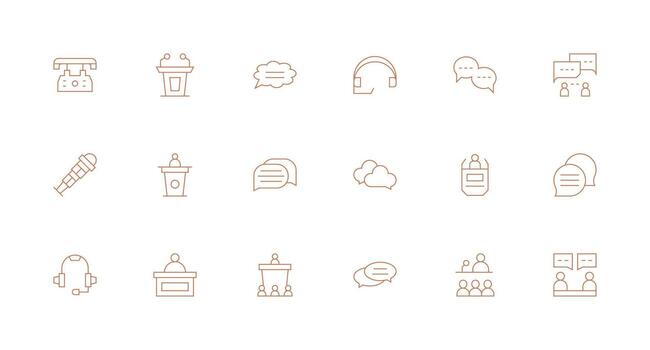 Talk Set with 18 Minimal Line Icons Digital Icon Collection vector