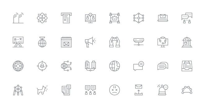 Thin Line Icons from Communication Set with 32 Vectors Icon Set for Web