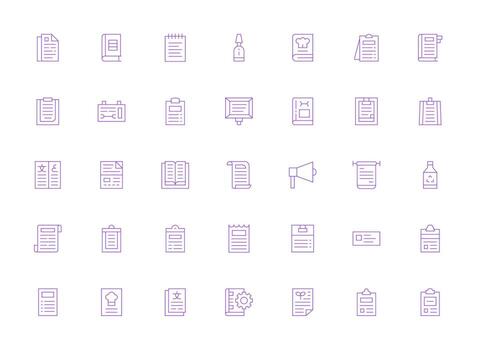 ligero línea estilo instrucciones íconos con 35 vectores alta resolución íconos para ninguna plataforma