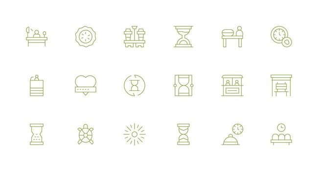 18 Icons for Waiting in Minimal Line Format Lightweight Icon Series vector
