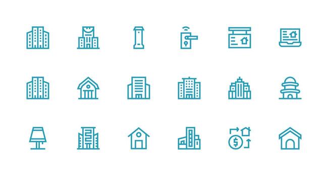 Strong Stroke Line Style Property Icons with 18 Vectors Digital Icon Collection