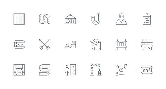 ruta presentando 18 íconos en mínimo línea diseño multi-estilo icono colección vector