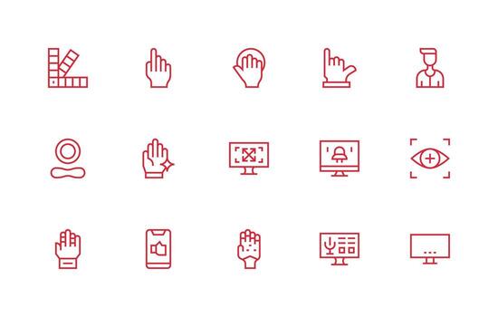 15 íconos para ux en regular línea formato glifo icono serie vector