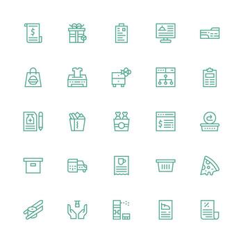Order Design Icons featuring 25 in Medium Stroke Outline Style Functional Icon Series vector