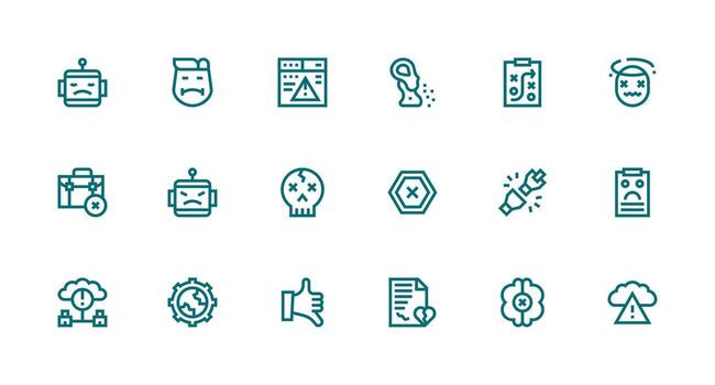 18 Icons for Failure in Strong Stroke Line Format Web Icon Collection vector