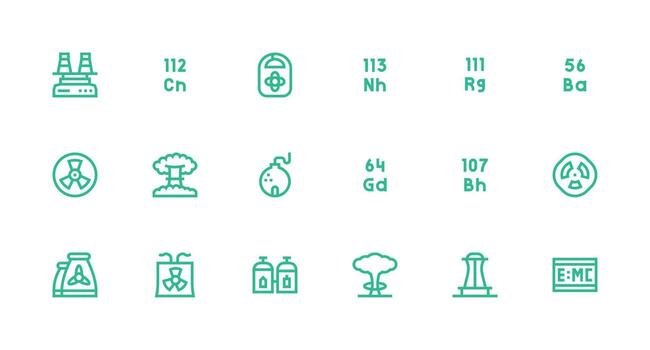 18 Strong Stroke Line Vectors for Nuclear Theme Icon Pack for UI