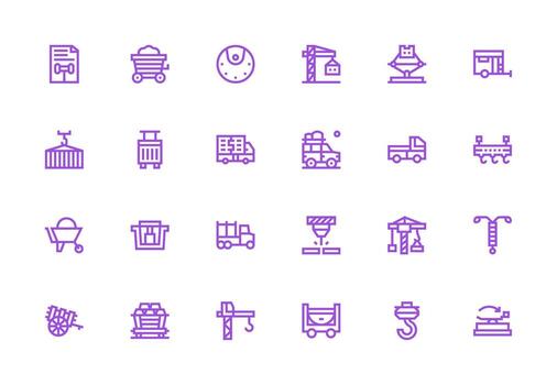24 Thick Line Line Designs for Load Icons Complete Icon Set for Mobile Apps vector