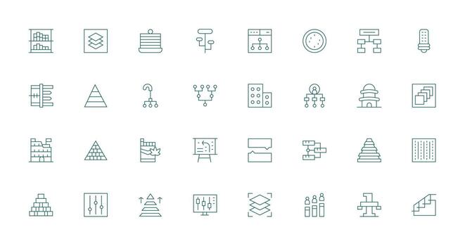 32 Delgado línea íconos para niveles gráficos bien estructurado íconos para creativo utilizar vector
