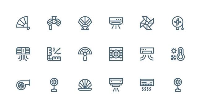 Fan featuring 18 Icons in Strong Stroke Line Design UI and UX Focused Icon Collection vector
