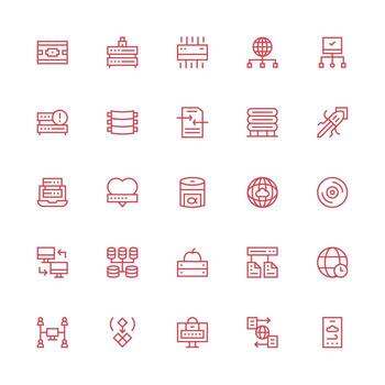 medio carrera contorno estilo servidor íconos con 25 vectores agudo íconos para presentaciones