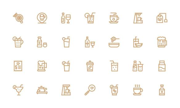 28 Icons for Drink in Bold Line Format Simplified Icon Pack for Visual Tools vector