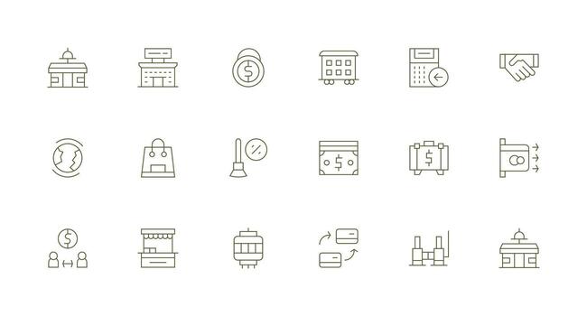 Commerce featuring 18 Icons in Minimal Line Design Functional Icon Series vector