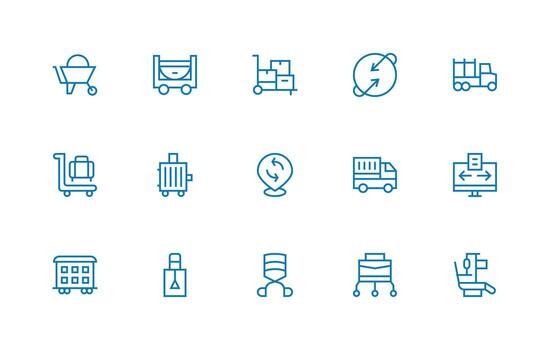 Moving featuring 15 Icons in Regular Line Design Light Icon Series vector