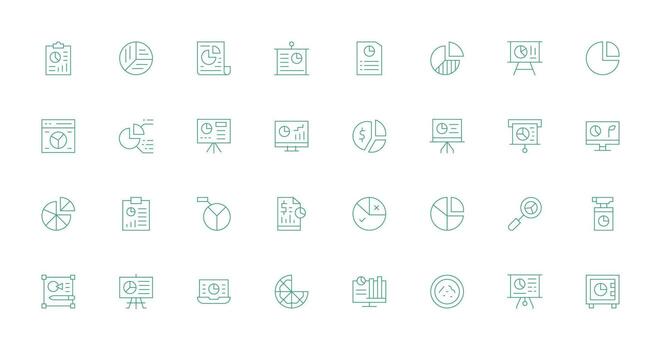 32 Delgado línea estilo íconos desde tarta gráfico colección multi-estilo íconos para creativo proyectos vector