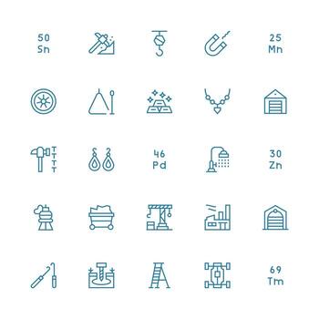 Medium Stroke Outline Style Metal Icons with 25 Vectors User Interface Icons for Digital Products