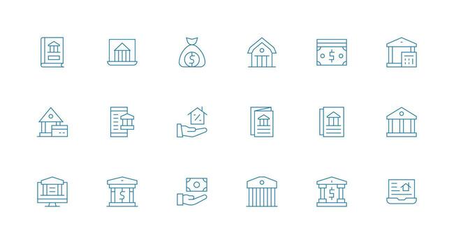 18 Minimal Line Style Icons from Loan Collection Neutral Style Icons for Any Project vector