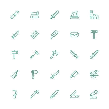 Blade featuring 25 Icons in Medium Stroke Outline Design Quick Access Icons for UI Development vector