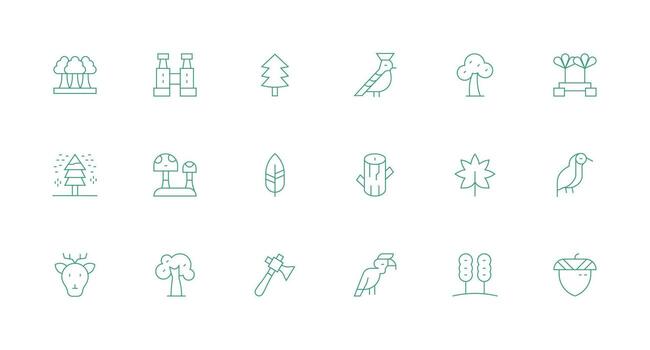 Minimal Line Style Forest Icons with 18 Vectors Organized Glyph Icons for Fast Design