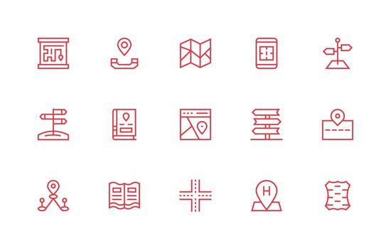 Regular Line Style Directions Icons with 15 Vectors Functional Icon Series