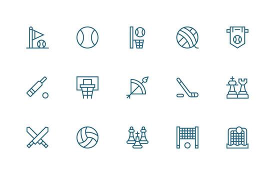 15 Regular Line Icons for Gameplay Graphics Full Icon Library for UI Designers vector
