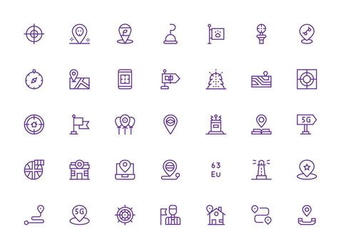 Location Icon Collection with 35 Regular Clean Line Designs Multi-Style Icons for Creative Projects vector
