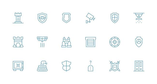 18 Minimal Line Style Icons from Security System Collection All Device Compatible Icon Set vector