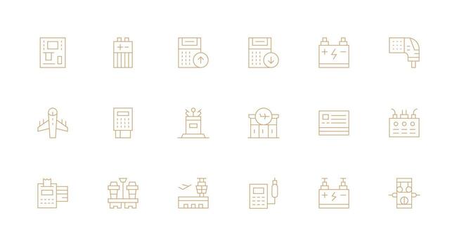 terminal incluso 18 mínimo línea ilustraciones flexible icono sistema para web interfaces vector