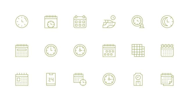 calendario icono conjunto con 18 mínimo línea gráficos rápido acceso íconos para ui desarrollo vector