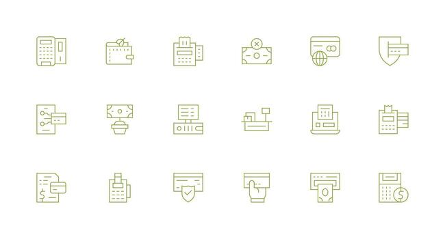 Minimal Line Icons from Credit Card Set with 18 Vectors General Use Icon Pack