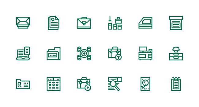 archivos presentando 18 íconos en fuerte carrera línea diseño limpiar icono conjunto icono paquete para ui proyectos vector
