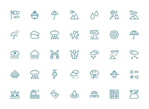 regular limpiar línea íconos desde lluvia conjunto con 35 vectores multi-estilo icono colección
