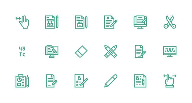 Editing Icon Set with 18 Strong Stroke Line Graphics Universal Icon Pack vector