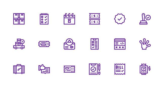 18 Strong Stroke Line Icons for Confirmation Graphics UI-Ready Icon Collection vector